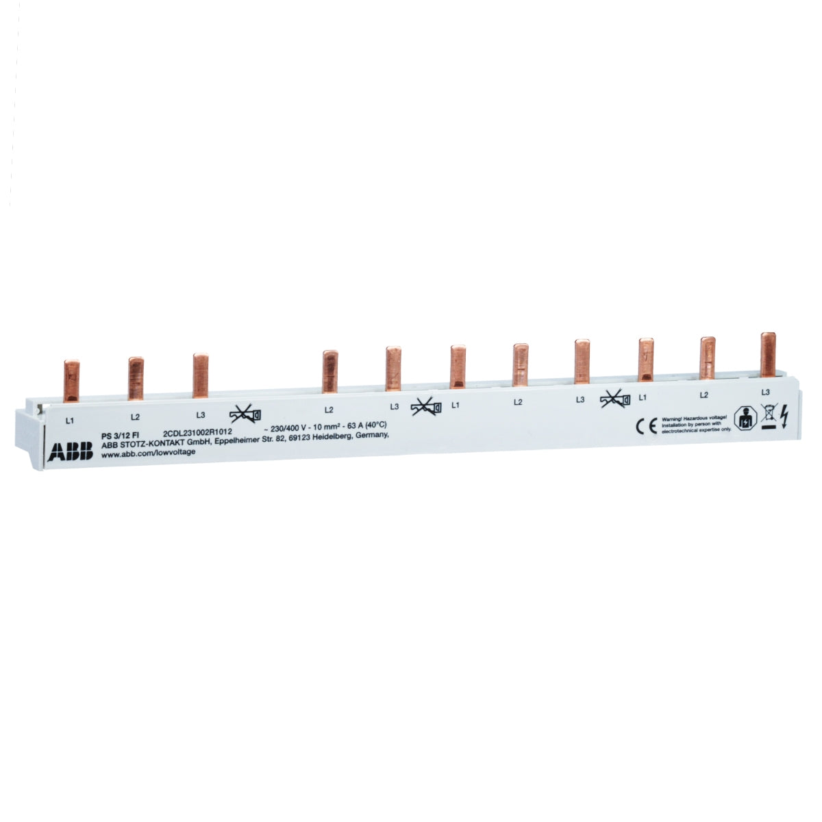 ABB PS3/12FI Phasenschiene 3-phasig, 12 Pins, 10 mm²