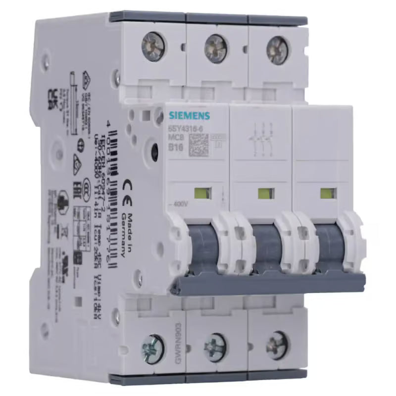 Siemens 5SY4316-6 Leitungsschutzschalter 400 V, 3P, B-Char, 16 A