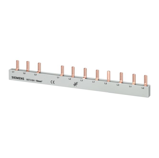 Siemens 5ST3624 Stiftsammelschiene 10mm2 Anschluss: 3-phasig/N+8x Phase